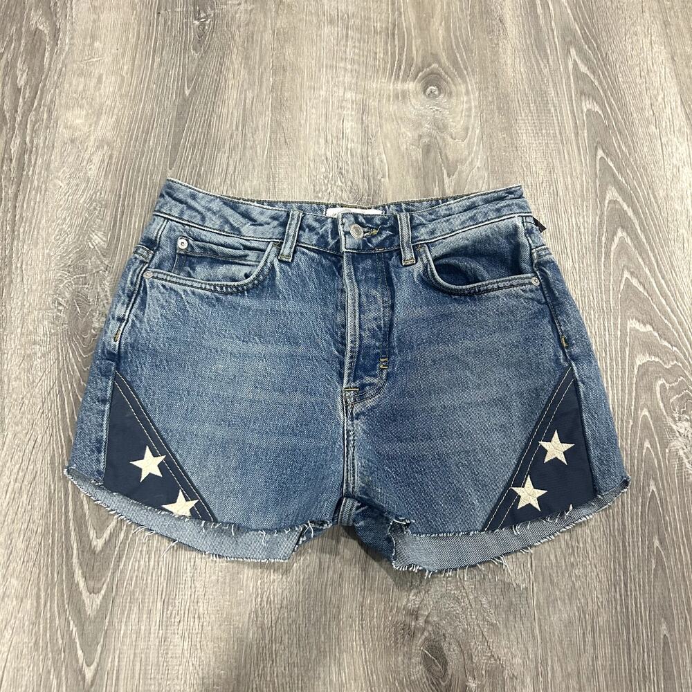 Free People We The Free Denim Jean American Flag USA Shorts Size 26